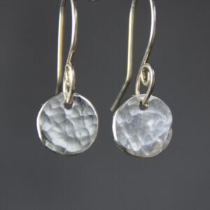 Sterling silver earrings for women, delicate round pendants, S990 pure silver, handcrafted ear jewelry.