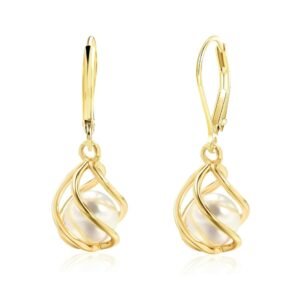 Creative design hollowed-out pearl-shaped earrings for women, elegant and stylish ear accessories