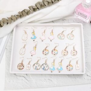 Japanese and Korean style children's cute cartoon-shaped poker cards earrings and ear hooks as ear accessories