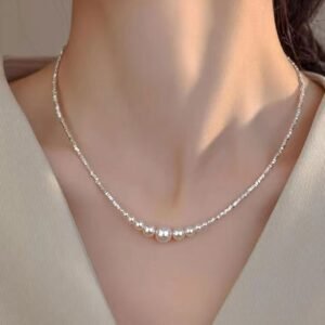 S999 sterling silver broken silver pearl necklace - simple and elegant