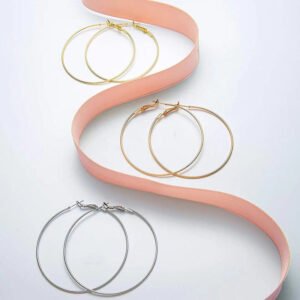 Stainless steel large earrings for ladies, with exaggerated ear loops for a sophisticated look. Vacuum-plated with 18K gold, versatile and suitable for all occasions.