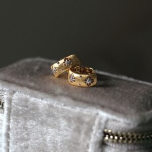 Korean texture hollow octagonal star gold ear cuff earrings - elegant and simple style earrings for 2025 new collection