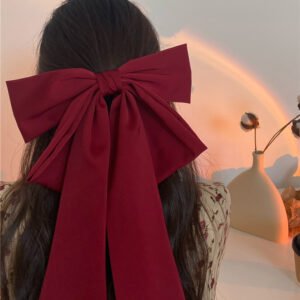 Retro-style versatile silk-textured oversized three-layer flowing ribbon bow top hairpin horizontal French-style headpiece women's hair accessory
