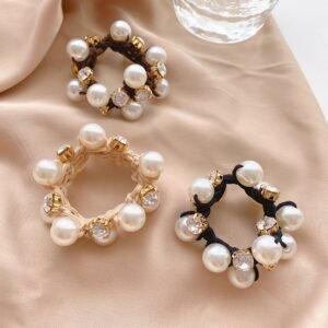 Summer elegant pearl hair band - simple Korean-style elegant hair clip - popular online hair tie - leather headband for ponytail accessory