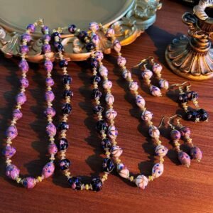 Cake glass beads retro fashionable vintage accessories Western antique court earrings and necklaces set