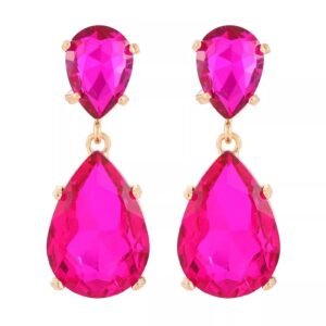 Simple and exaggerated candy-colored large gemstone crystal drop earrings for women, popular online influencers' earrings, high-end photography accessories