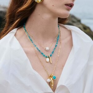 Summer Beach Series Small Fish Pearl Pendant Necklace Earrings Ocean Natural Pearl Baroque Style Collar Chain