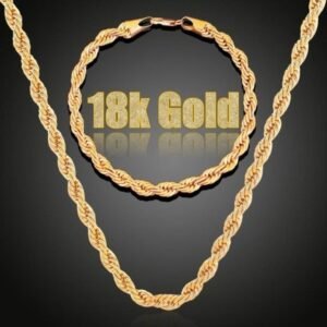 Best-selling men's 4mm bracelet necklace and bracelet, European style, simple hip-hop, gold-plated twisted rope chain