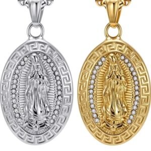 Couple Hip-Hop Pendant Jewelry Piece Titanium Steel Necklace Coated with 18K Gold Retro Great Wall Pattern Men's