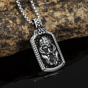 New titanium and steel Irish pendant Viking warrior necklace for men - stainless steel long piece of jewelry - does not fade in color