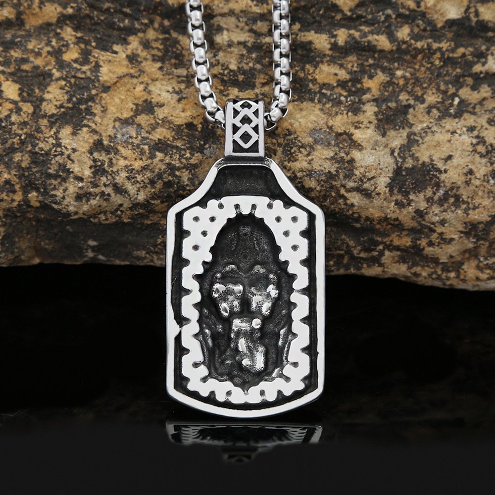 New titanium and steel Irish pendant Viking warrior necklace for men - stainless steel long piece of jewelry - does not fade in color - Image 2