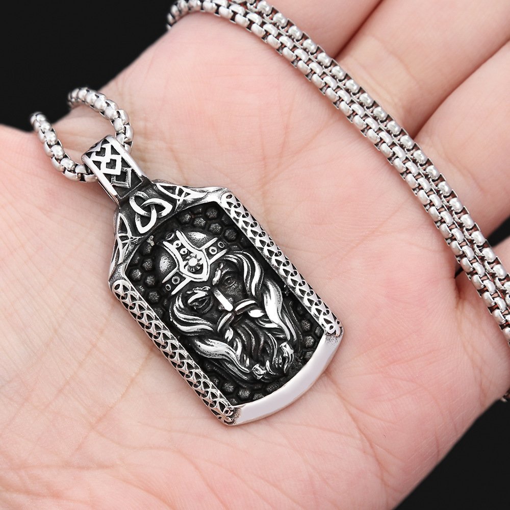 New titanium and steel Irish pendant Viking warrior necklace for men - stainless steel long piece of jewelry - does not fade in color - Image 3
