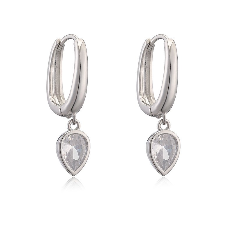 Copper-set-zircon heart-shaped heart-shaped ear hook earrings, women's exclusive high-end style, waterdrop-shaped fringes. - Image 2