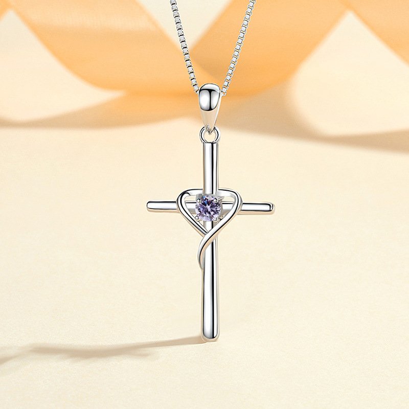 S925 pure silver cross-shaped cross pendant necklace for collarbone, cross-border niche vintage personalized accessory, hundreds of combinations available. - Image 4