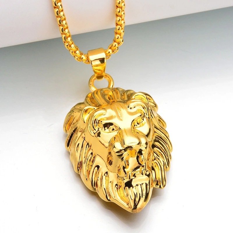 Retro style punk lion head pendant necklace for men and women, rock and roll accessory, stainless steel chain. - Image 4