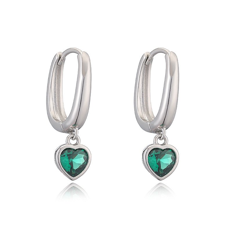 Copper-set-zircon heart-shaped heart-shaped ear hook earrings, women's exclusive high-end style, waterdrop-shaped fringes. - Image 4